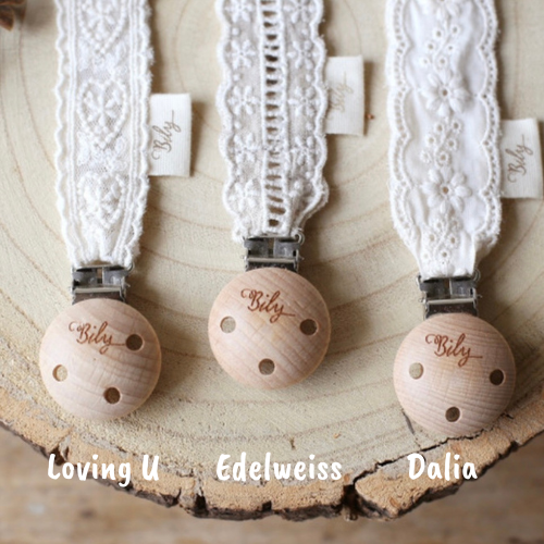 Lace Wooden Pacifier Clip