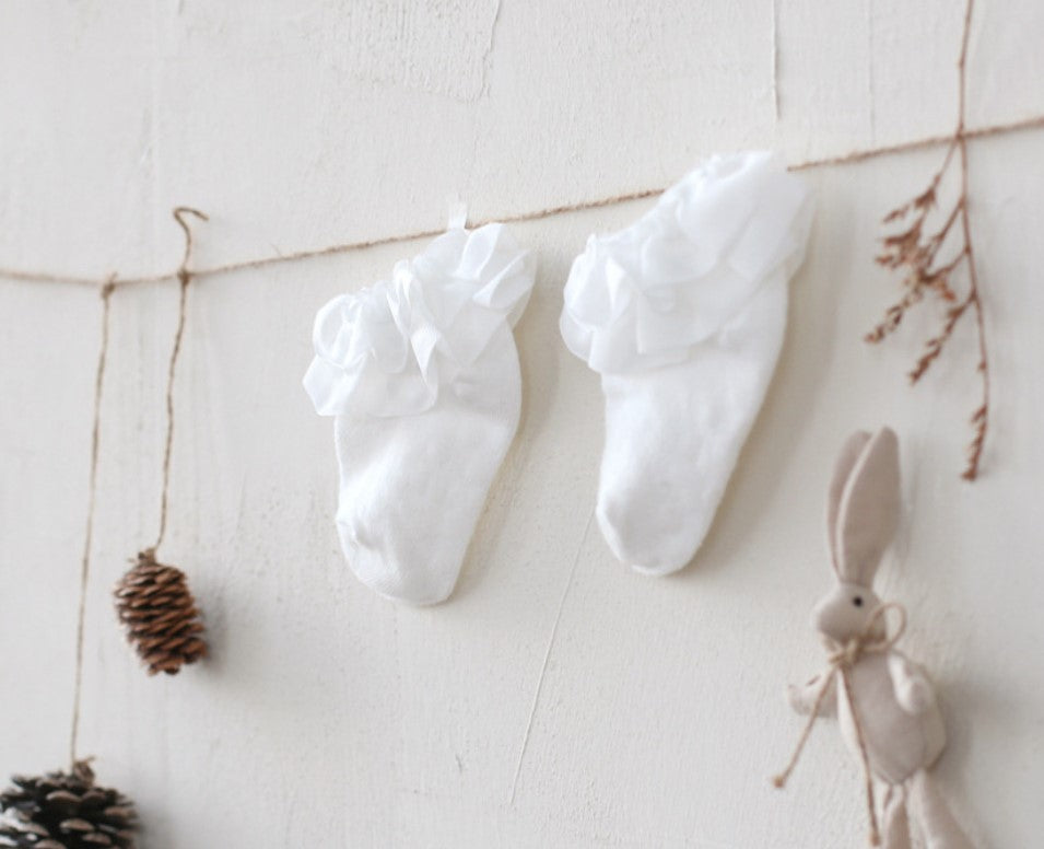 Premium Pure White Frilled Socks