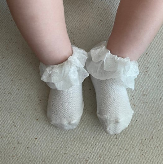 Premium Pure White Frilled Socks