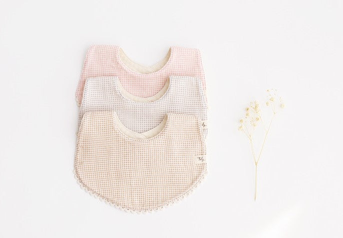 Creamy Check Reversible Organic Cotton bib