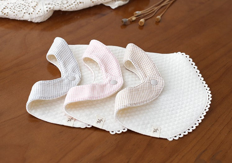 Creamy Check Reversible Organic Cotton bib