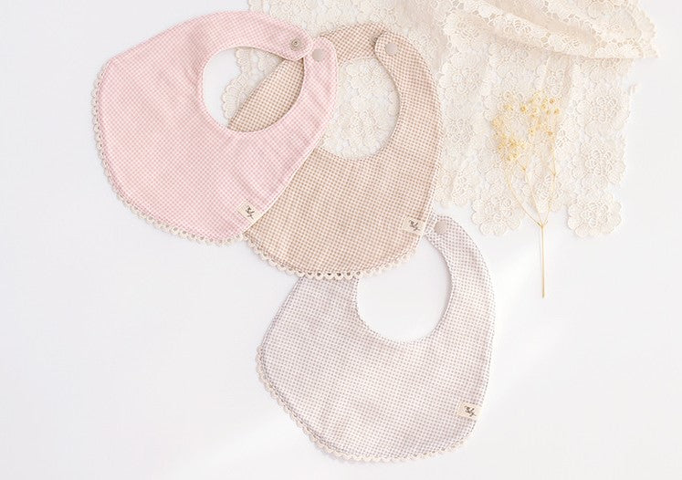 Creamy Check Reversible Organic Cotton bib