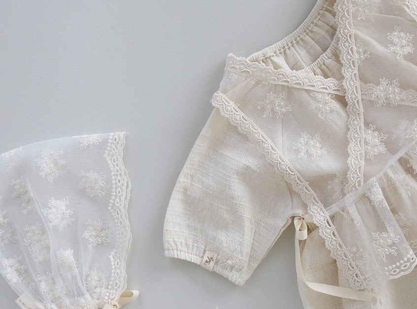 Elysian Lace Vest & Bonnet