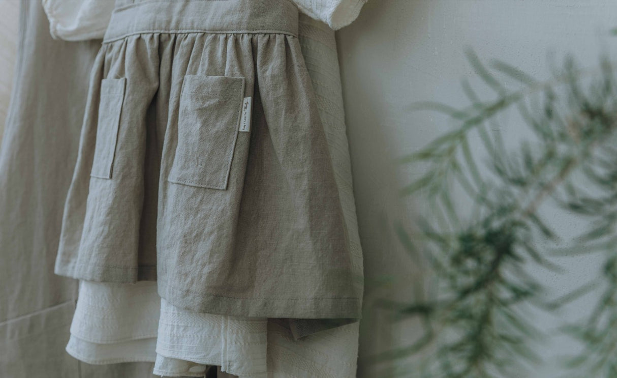 Mum's Soft Linen Apron Pink/Beige