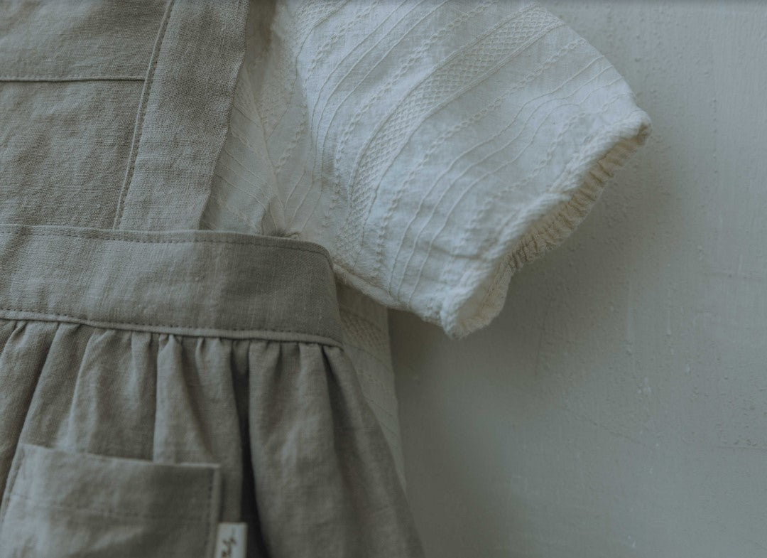 Mum's Soft Linen Apron Pink/Beige