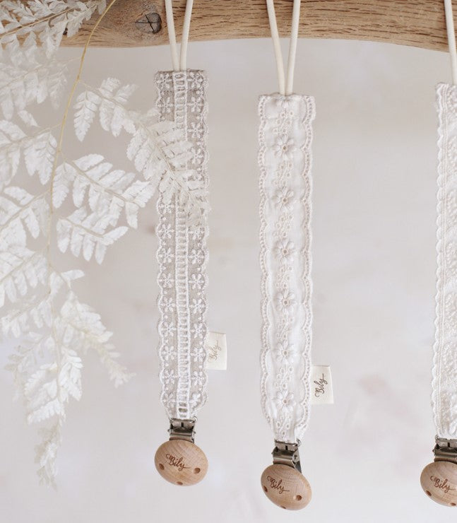 Lace Wooden Pacifier Clip