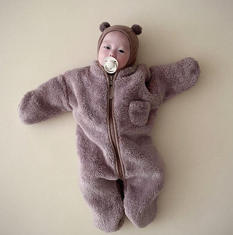 [Pre-Order] Faux Fur Teddy Baby Jumpsuit