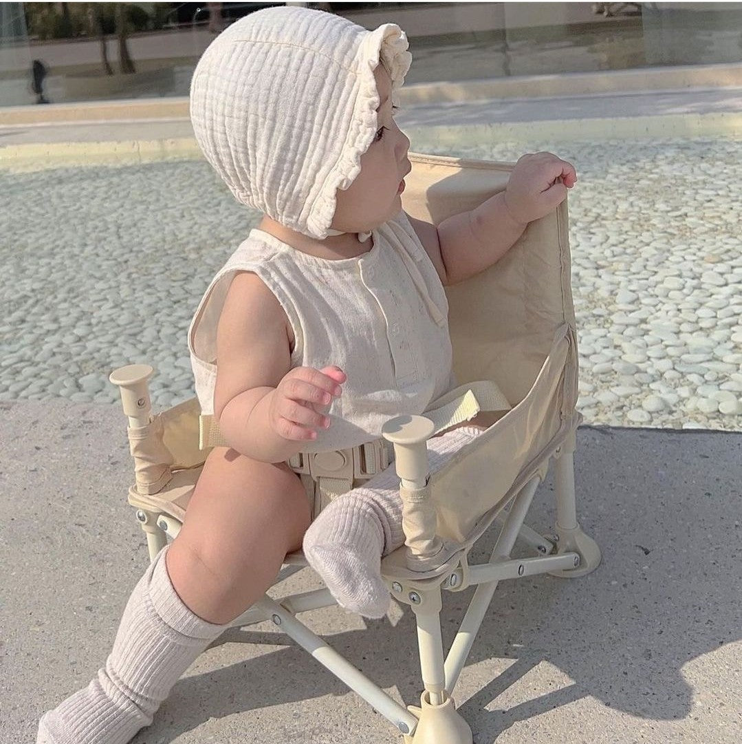 Cream ruffled bonnet