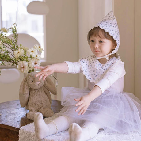 Organic Cotton Bib & Bonnet: Baby Blooming