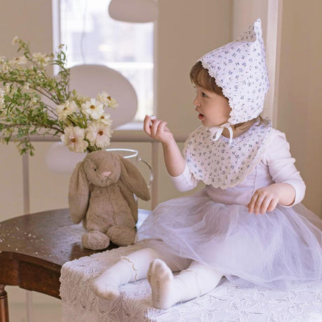 Organic Cotton Bib & Bonnet: Baby Blooming