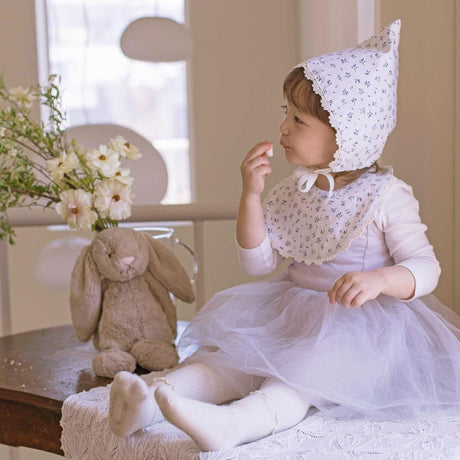 Organic Cotton Bib & Bonnet: Baby Blooming