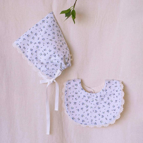 Organic Cotton Bib & Bonnet: Baby Blooming