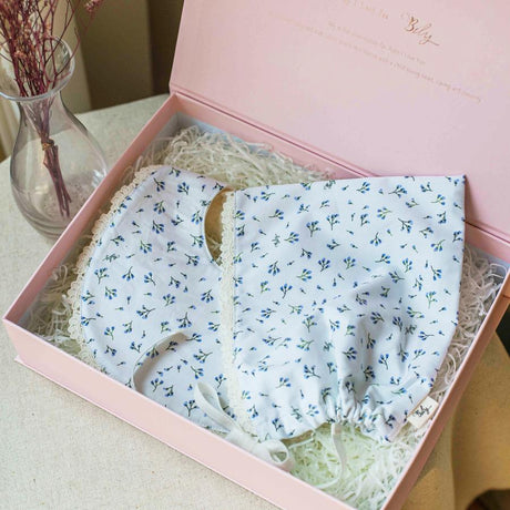 Organic Cotton Bib & Bonnet: Baby Blooming