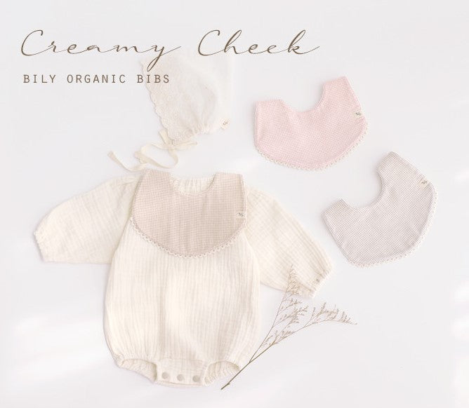 Creamy Check Reversible Organic Cotton bib