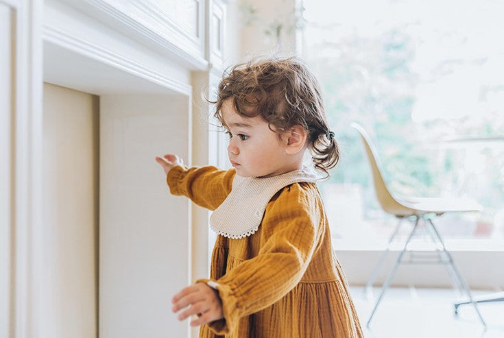 Creamy Check Reversible Organic Cotton bib