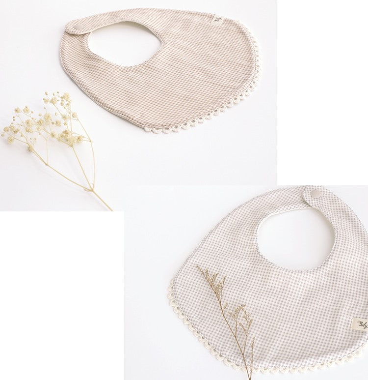 Creamy Check Reversible Organic Cotton bib