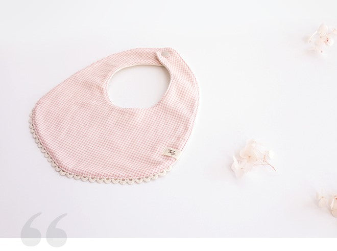 Creamy Check Reversible Organic Cotton bib