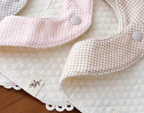 Creamy Check Reversible Organic Cotton bib