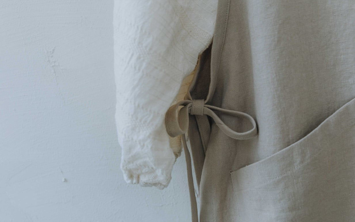 Mum's Soft Linen Apron Pink/Beige