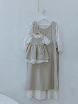 Mum's Soft Linen Apron Pink/Beige