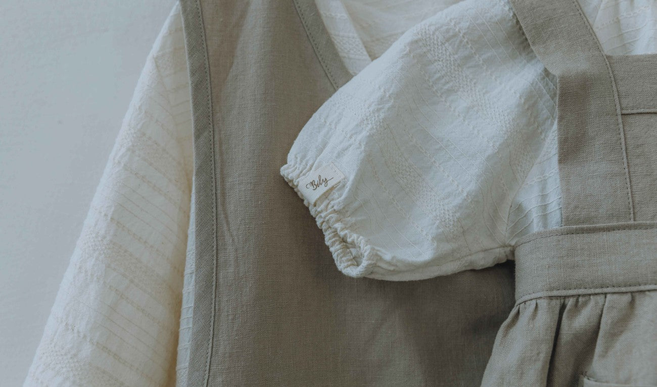 Mum's Soft Linen Apron Pink/Beige